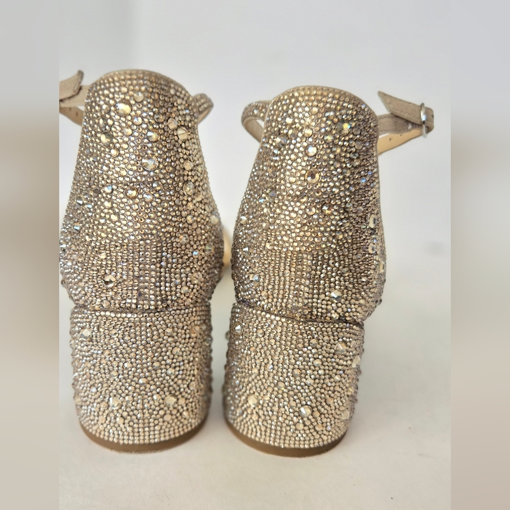 Betsey Johnson Mari Women's Gold Sandal With Rhinestones - Picture 3 of 8